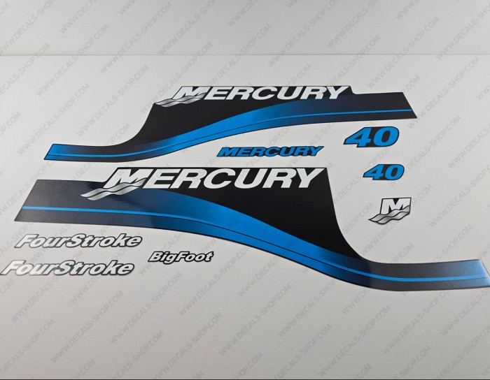 Mercury 40 HP Four Stroke Outboard Decal Kit BLUE